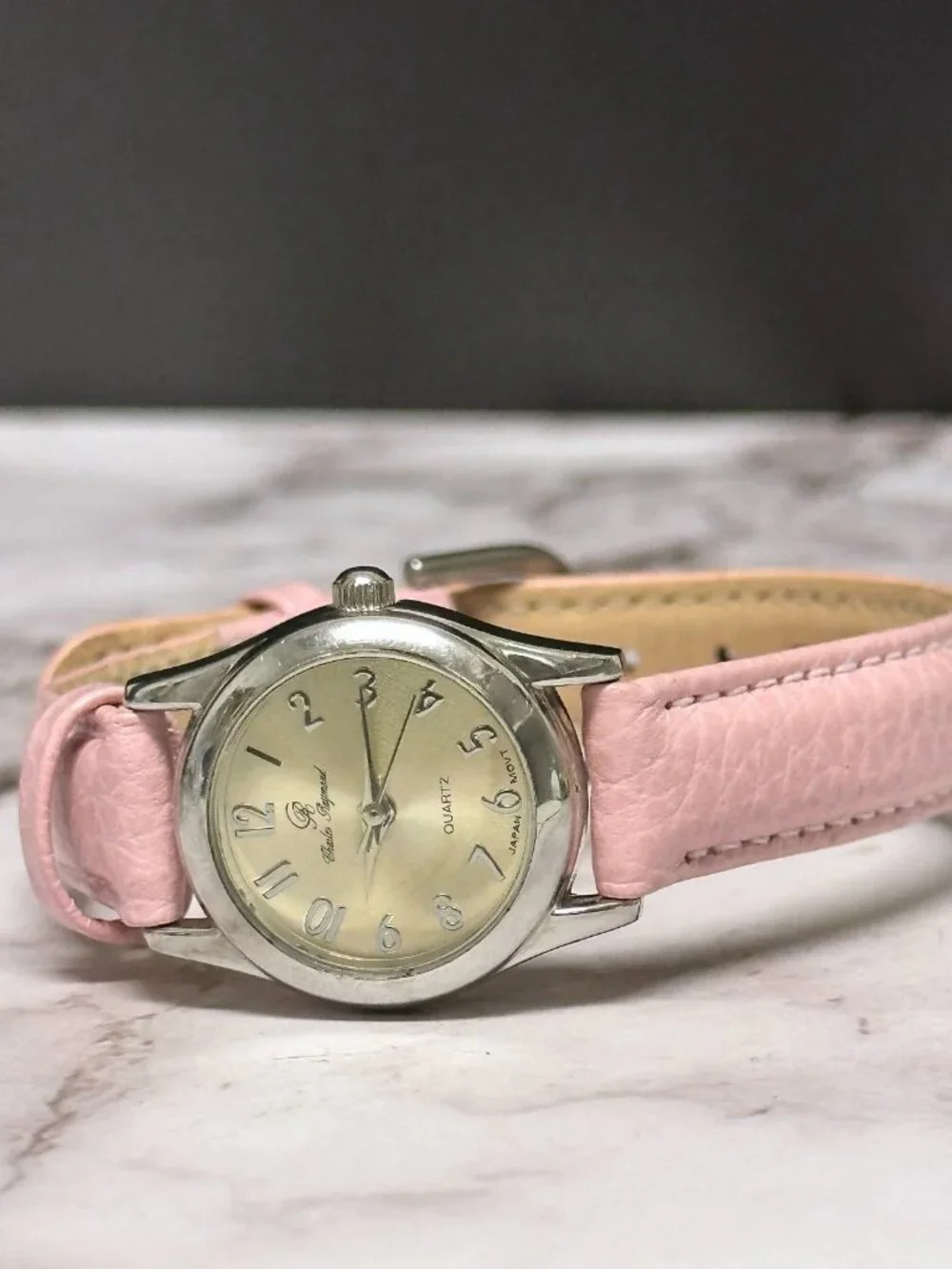 3/$30 Charles Raymond Watch Women Silver Tone 23MM Dial Pink Leather Band